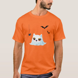 かわいい猫幽霊シートハロウィーンカボチャパーティー Tシャツ