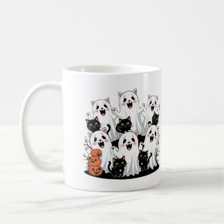 かわいい猫幽霊&カボプキンハロウィーンマグ コーヒーマグカップ