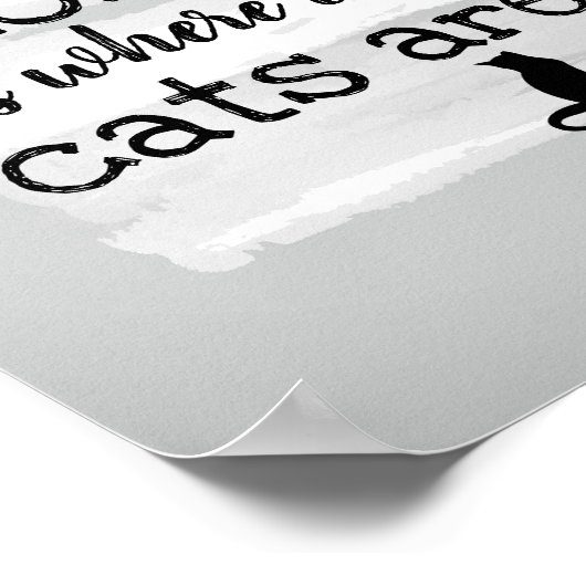 かわいい猫引用文グレーと白絵を描デザイン ポスター (角)