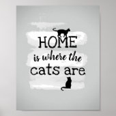 かわいい猫引用文グレーと白絵を描デザイン ポスター (正面)