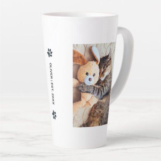 かわいい猫引用文欲しいのは愛と写真 カフェラテマグ (右アングル)