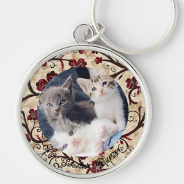 かわいい猫愛好家メモリアルフォトキーチェーン キーホルダー