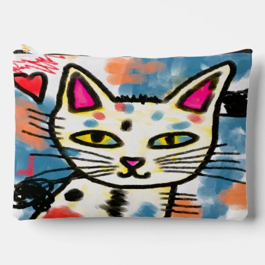 かわいい猫抽象芸術アート アクセサリーポーチ (正面)