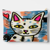 かわいい猫抽象芸術アート アクセサリーポーチ (裏面)