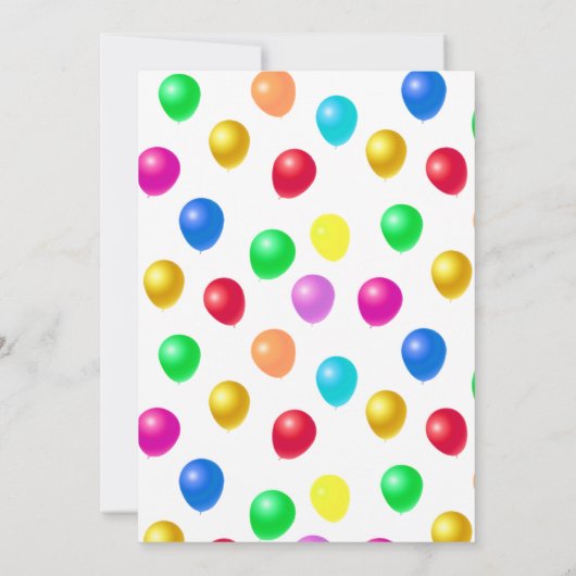 かわいい猫数々のと色バルーン誕生日 招待状 (裏面)