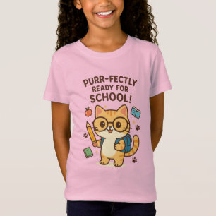 かわいい猫新学期キッズ Tシャツ