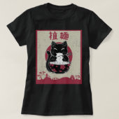 かわいい猫日本の黒アニメギフトガールズ公式 Tシャツ (デザイン正面)