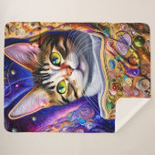 かわいい猫星空のネオン |猫のデザイン シェルパブランケット (正面(横))