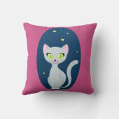 かわいい猫星空マンガピンクグリーン両面 クッション (裏面)