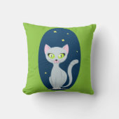 かわいい猫星空マンガピンクグリーン両面 クッション (正面)