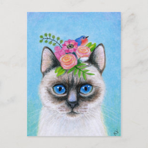 かわいい猫春の花ハットハガキ ポストカード