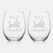 かわいい猫昼寝ファン ステムなしワイングラス (裏面)