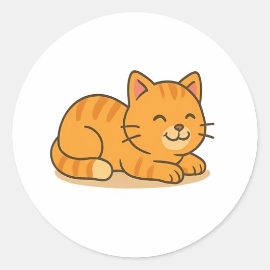 かわいい猫昼寝Tシャツベビーボディスーツ ラウンドシール (正面)