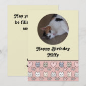 かわいい猫柄の誕生日カード (正面/裏面)