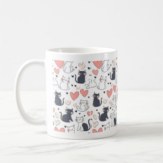 かわいい猫柄マグカップ コーヒーマグカップ (左)