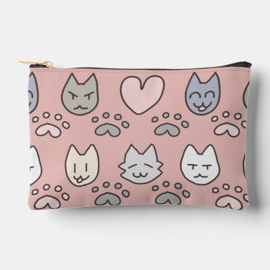 かわいい猫柄 アクセサリーポーチ (正面)