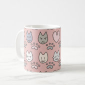 かわいい猫柄 コーヒーマグカップ (正面左)