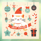 かわいい猫楽しむのクリスマスシーズン ウィンドウサイン (シート3)