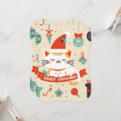 かわいい猫楽しむのクリスマスシーズン カード (正面/裏面インサイチュ)