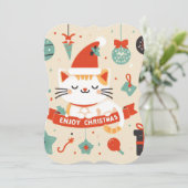 かわいい猫楽しむのクリスマスシーズン カード (スタンド正面)