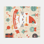 かわいい猫楽しむのクリスマスシーズン フリースブランケット (正面(横))