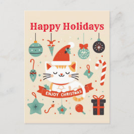 かわいい猫楽しむのクリスマスシーズン ポストカード