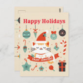 かわいい猫楽しむのクリスマスシーズン ポストカード (正面/裏面)