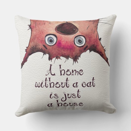 かわいい猫水彩猫たち引用文おもしろい猫 クッション (裏面)