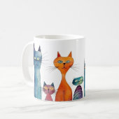 かわいい猫水彩青オレンジグリーンお洒落 コーヒーマグカップ (正面左)