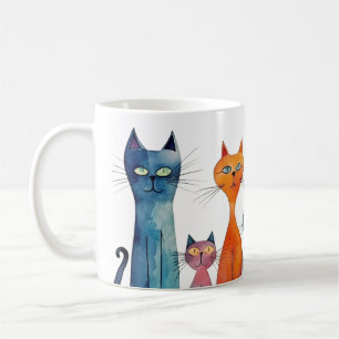 かわいい猫水彩青オレンジグリーンお洒落 コーヒーマグカップ