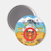 かわいい猫海賊船シーカリブのマグネット マグネット (正面/裏面)