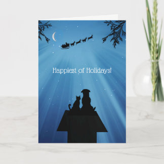 かわいい猫犬ハッピーホリデーズクリスマス カード