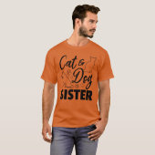 かわいい猫犬姉妹猫姉妹犬愛好家猫 Tシャツ (正面フル)