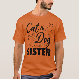 かわいい猫犬姉妹猫姉妹犬愛好家猫 Tシャツ