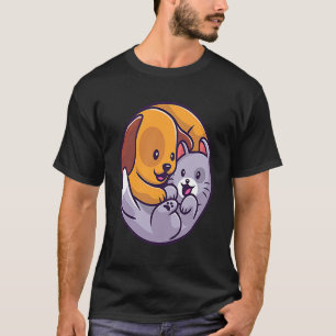 かわいい猫犬陰陽 Tシャツ