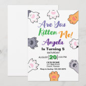 かわいい猫猫の誕生会 招待状 (正面/裏面)