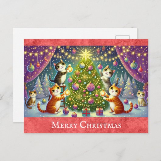 かわいい猫猫メリークリスマス ポストカード (正面/裏面)
