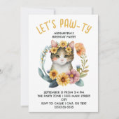 かわいい猫猫小さな女の子誕生会 招待状 (正面)