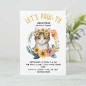 かわいい猫猫小さな女の子誕生会 招待状 (スタンド正面)