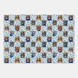 かわいい猫王室のの繰り返しパターン ラッピングペーパーシート