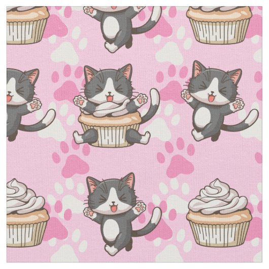 かわいい猫生地 ファブリック (クローズアップ)