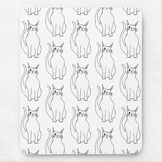 かわいい猫白黒漫画のパターン マウスパッド (正面)