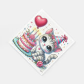 かわいい猫祝の誕生日とケーキ スタンダードランチョンナプキン (角)