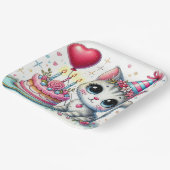 かわいい猫祝の誕生日とケーキ ペーパープレート (傾斜あり)