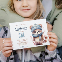 かわいい猫秋冬カスタムの誕生日パーティー 招待状