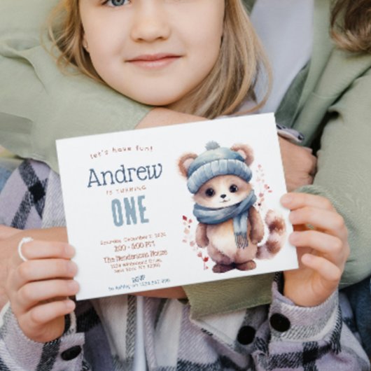 かわいい猫秋冬カスタムの誕生日パーティー 招待状