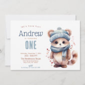 かわいい猫秋冬カスタムの誕生日パーティー 招待状 (正面)