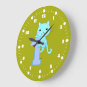 かわいい猫第1 ラージ壁時計 (傾斜)