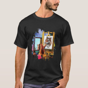 かわいい猫絵画のライオン芸術的動物 Tシャツ