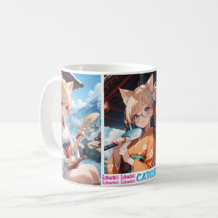 かわいい猫耳娘のカップ コーヒーマグカップ